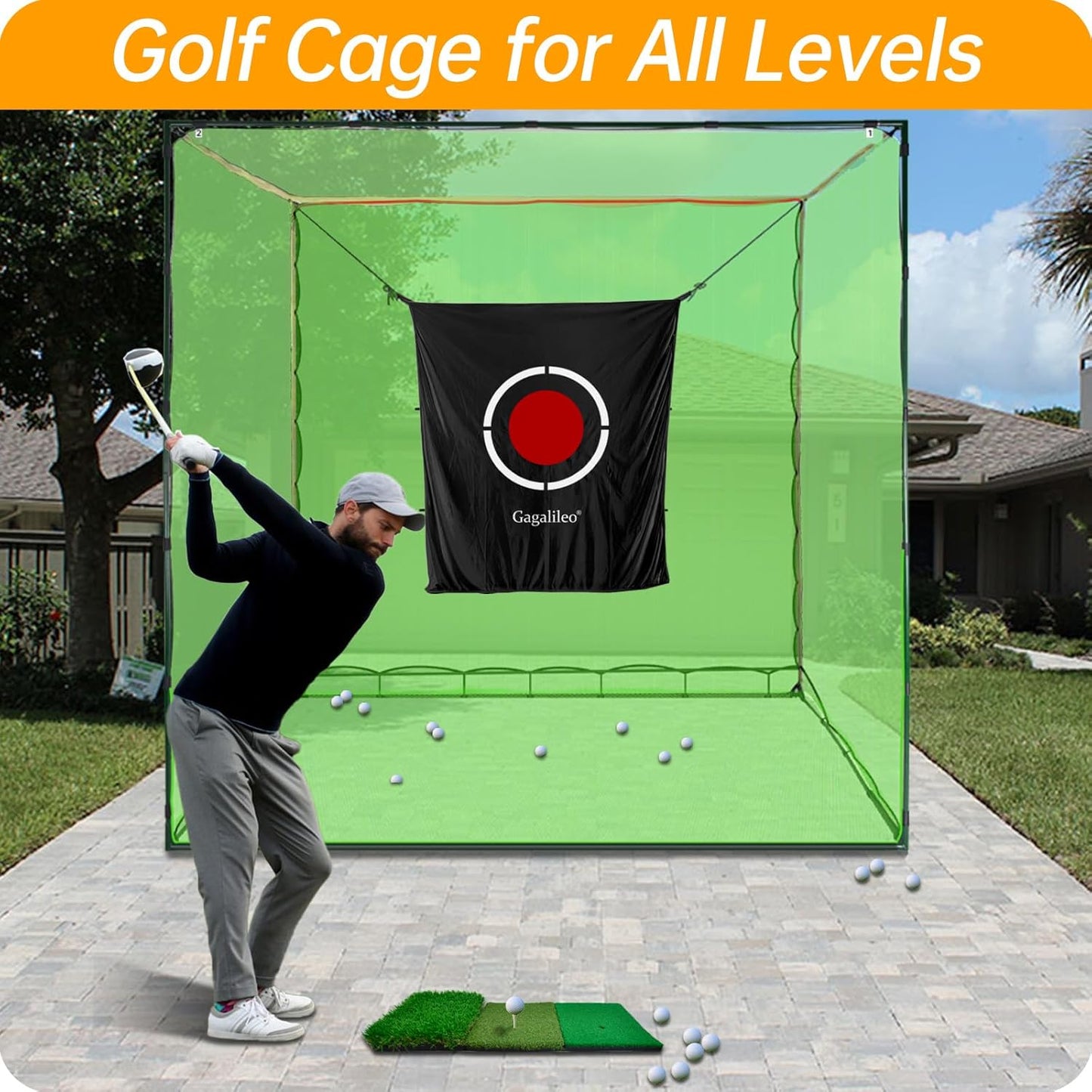 Professional Golf Practice Hitting Net for Backyard and Indoor Use with Heavy Duty Design and Portable Frame