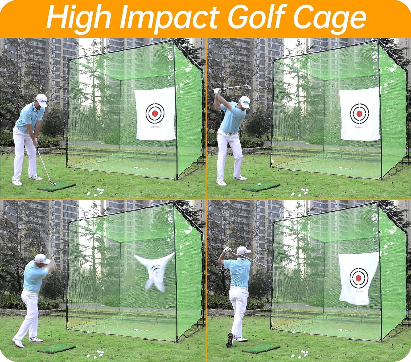 Professional Golf Practice Hitting Net for Backyard and Indoor Use with Heavy Duty Design and Portable Frame